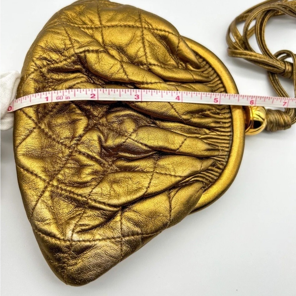 Chanel Quilted Vintage Rare Gold Bronze Waist Pouch bag Tie Fringe sling - Picture 13 of 16